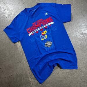 Kansas Jayhawks 2022 National Champions Blue T-Shirt Small